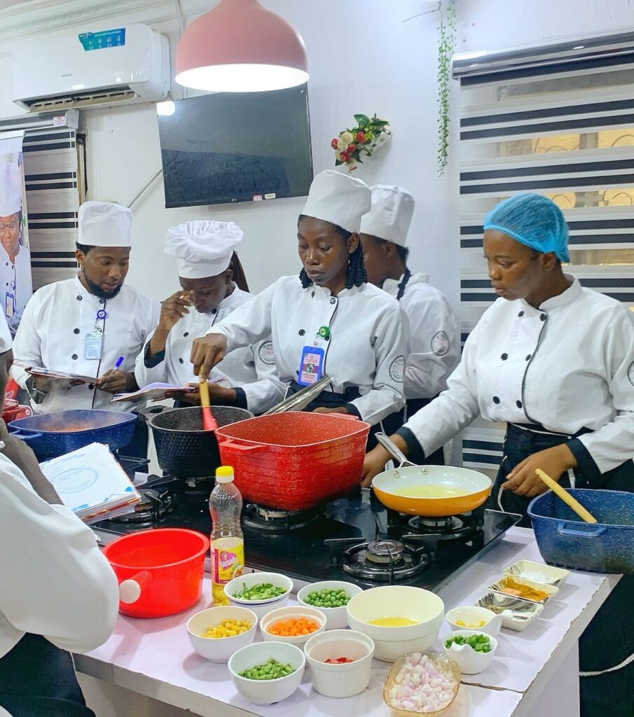 students doing practical cooking classes